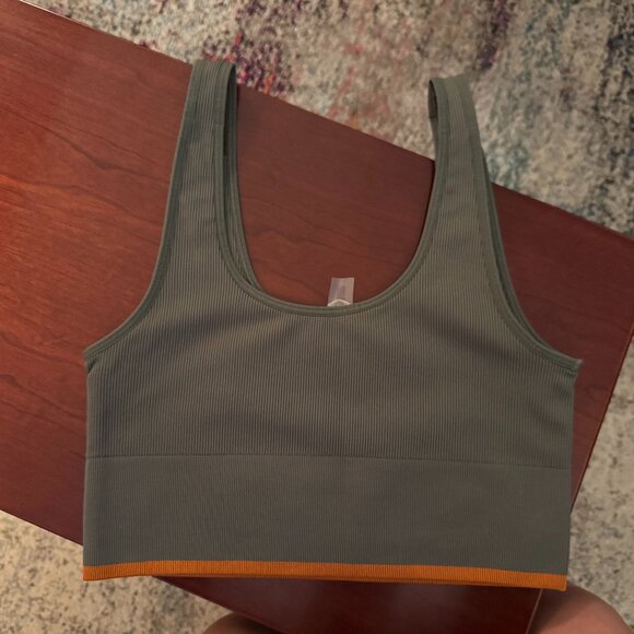 Green and orange Outdoor Voices OV Longline Sports Crop in M - Picture 2 of 3